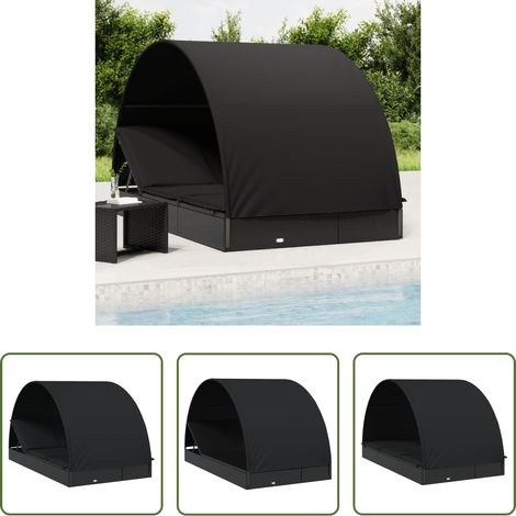 Transat 2 places - Transat 2 places avec toit rond noir 211x112x140 cm (1/5)