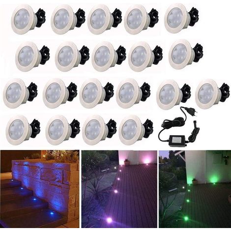 Spot Encastrable LED pour Terrasse,Spot Encastré en DC12V IP67 Etanche Ø60mm Acier Inoxydable Exterieur luminaire,Eclairage pour Jardin,Couloir (rgb, 20 kit) (1/5)