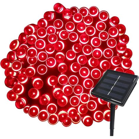 22 m Solar-Lichterkette – 200 LEDs, 8 Leuchtmodi – Ideal für Partys, Hochzeiten, Geburtstage und Gärten (Rot)v