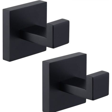 Set mit 2 mattschwarzen Handtuchhaken, Kleiderhaken aus Edelstahl 304, Handtuchhalter, Wandhaken im modernen Industriestil für Badezimmer