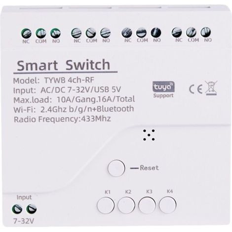 Graffiti Smart WiFi Switch Module, Remote Control with Alternating Lock, 4 Relays, Voice Control, Supply Voltage 7-32 V / 220 V (1/4)