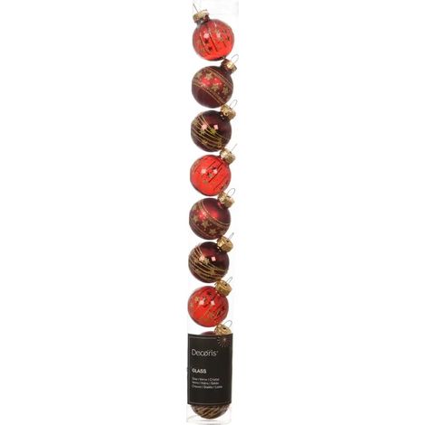 Caja de 9 bolas de Navidad en vidrio rojo oscuro mate y brillante Ø3 cm (1/3)