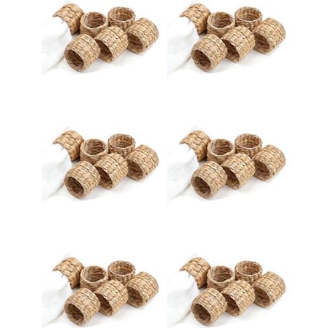 Lot de 36 ronds de serviette en jacinthe d'eau - Ronds de serviette rustiques pour fête d'anniversaire décoration de table (1/2)