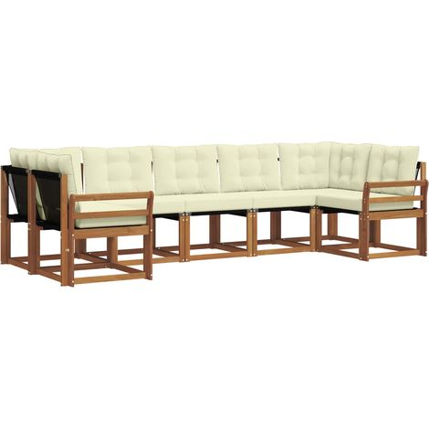 Conjunto de sofás de exterior con cojín 7 pcs Natural y Crema vidaXL (1/5)