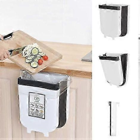 Zusammenklappbarer Küchenmülleimer, faltbarer Küchenmülleimer, Hängemülleimer (weiß) (1/5)