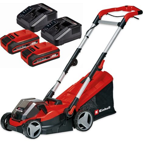 Einhell Twin 18v/36v Lawnmower 34cm 2 x 3Ah Battery + Grass Trimmer Strimmer (1/5)