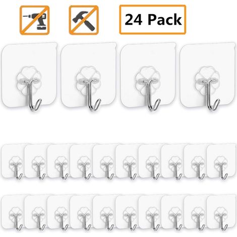 MINKUROW Klebehaken Küchenwandhaken – 24 Packungen Hochleistungs-Nagelkleber mit max (1/5)