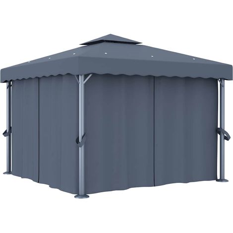 Tonnelle avec rideau 3x3 m Anthracite Aluminium (1/5)