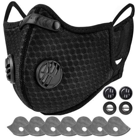 ALLIANDISAnti-poussière Anti-Pollution Sport Lavable Réutilisable pour Le Cyclisme et la Course à Pied, Ensemble 2 (Noir) (1/5)