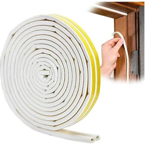 CSPARKV Joint porte, Joint Fenêtre pvc D Profil, Calfeutreur Les Porte et Fenêtres avec Forte Adhérence, Isoler du Bruit et Anti-intempéries, 6 Metres (Blanc) (1/5)