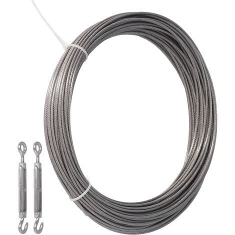 Ensemble de câbles en acier inoxydable antirouille et anticorrosion, revêtus de PVC, pour rideaux, tentes et plantes. (1/5)