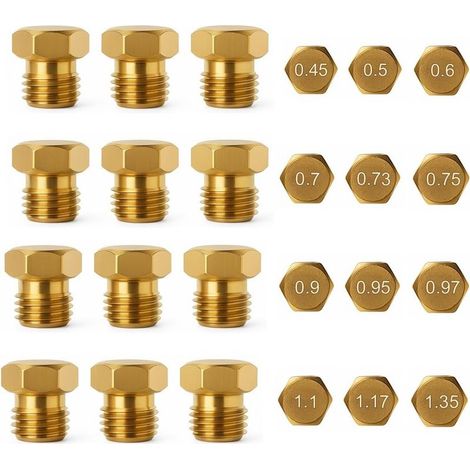 12 Pièces Gicleur gaz, Kit de conversion, Laiton, 12 tailles, Cuisinière à gaz, Butane, Propane (1/5)