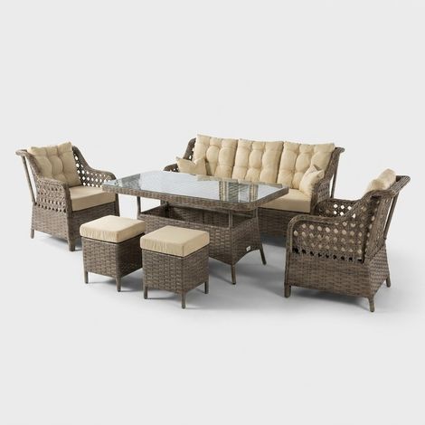 Rondi Gartenlounge-Set aus Aluminium und Textil - Creme (1/5)