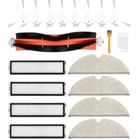 Staubsaugerteile-Zubehör für Dreame D9, D9 Max, D9 Pro, L10 Pro, 19 Ersatzteile, darunter 1 Hauptbürste, 8 Seitenbürsten, 4 Filter, 4 Reinigungstücher, 2 Reinigungsbürsten. (1/5)