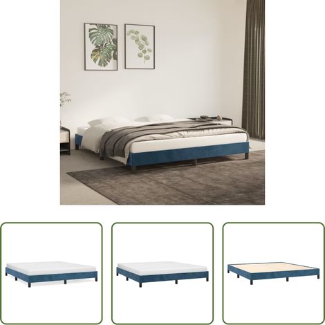 Sommeil - Cadre de lit sans matelas bleu foncé 180x200 cm velours (1/5)