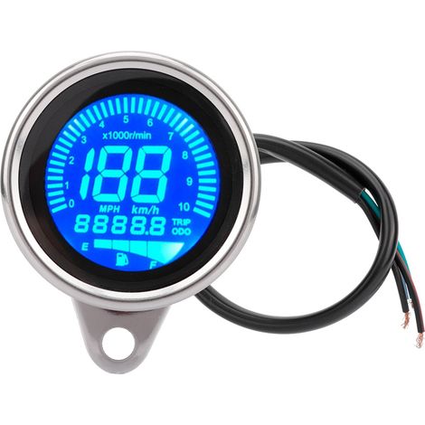 Compteur LCD Moto Tachymètre Jauge Odomètre Vitesse 0-199km/h Électro-argenté (1/5)