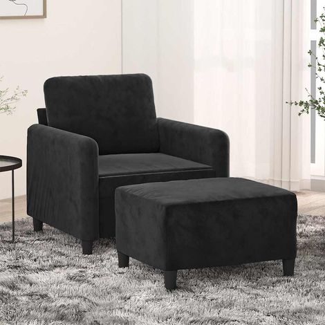 Teenpull – Sessel mit Hocker Schwarz 60 cm Samt (1/5)