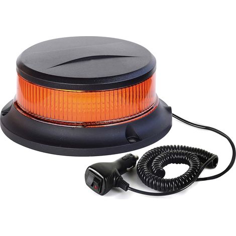 1 Gyrophare LED Orange Base Magnétique 18 LED Signalisation R65 Véhicules Urgence (1/5)