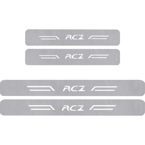 (Logo rouge,fibre de carbone argentée) Seuil de porte autocollant en fibre de carbone pour Peugeot 2008,3008,4007,4008,5008,Boxer,Expert,GT Line,GTI,Ion,RCZ (1/3)