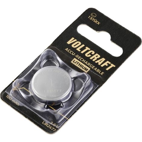 Voltcraft – Pile bouton rechargeable LIR 2477 lithium 180 mAh 3.6 V – 400 cycles de charge – Accu haute performance – 1 pièce - S156912 (1/4)
