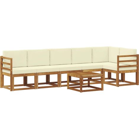 Conjunto de sofás de exterior con cojín 7 pcs Natural y Crema vidaXL (1/5)