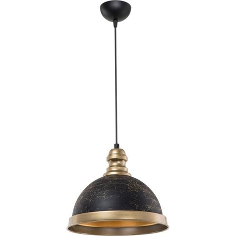 Lámpara de techo con pantalla de metal negro y detalles dorados - Astek ASZ1637 (1/4)
