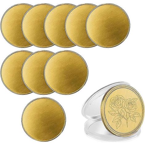 Dix ébauches de pièces commémoratives en laiton pour personnaliser la pièce commémorative, de 40 mm de diamètre, avec un bord fileté et une couche protectrice en acrylique pour une gravure facile. (1/5)
