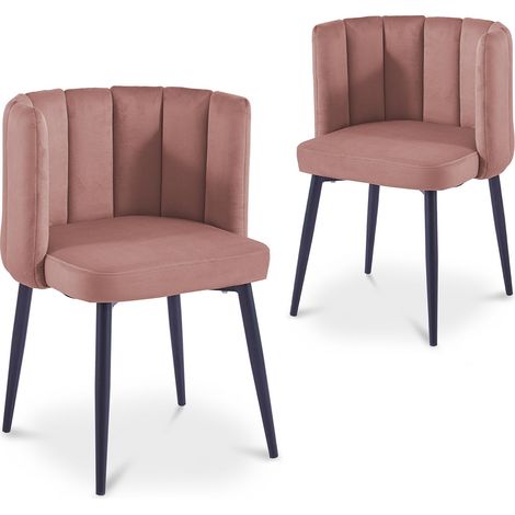 Lot de 2 chaises design en velours rose DEBBY (1/5)