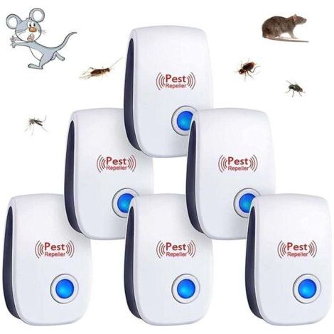 6pcs Répulsif à Ultrason Antiparasitaire, Intérieur, Appareil Anti Moustique/Souris/Cafards/Rongeurs/Fourmis/Araignées/Insectes