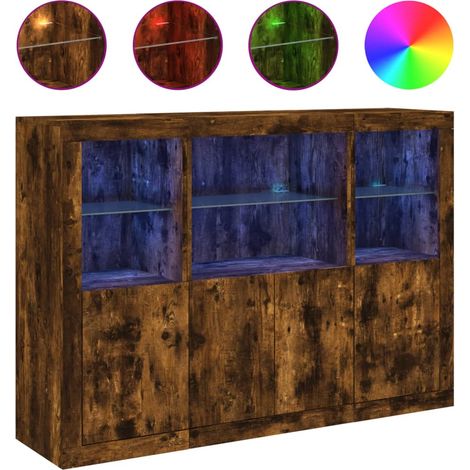 Maison Exclusive - Aparador con luz LED 3 pzas madera de ingenier (1/5)