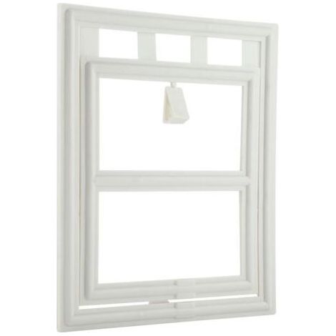 Porte en plastique pour chien, chiot, chat, verrouillage magnétique, rabat de sécurité pour porte de fenêtre à moustiquaire (blanc L) (1/4)