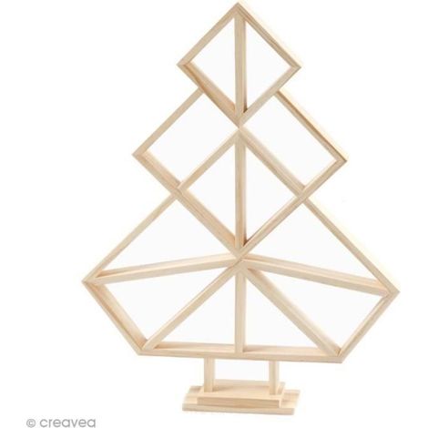 Sapin décoratif - 31 x 40 cm - Bois - Beige - Mixte
