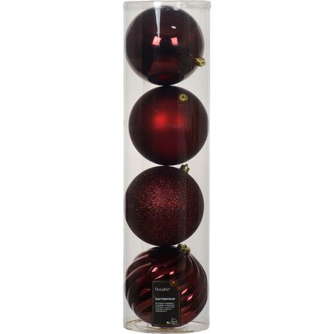 PALLINE NATALIZIE GRANDI VINACCIA 14CM INFRANGIBILI KAEMINGK SET 4 PEZZI