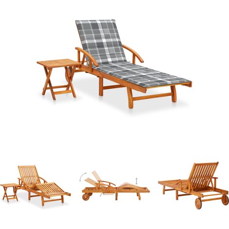 Terrassenliege - vidaXL Sonnenliege mit Tisch und Auflage Akazie Massivholz - Holzliege (1/5)