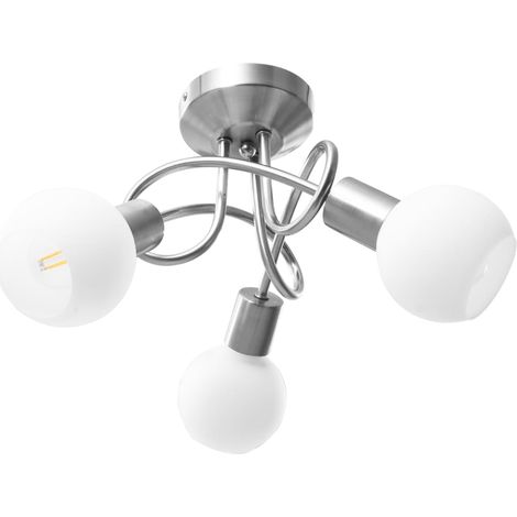 Plafonnier,Lampe avec abat-jour en verre 3 ampoules E14 Blanc Bol CFW44928 (1/5)