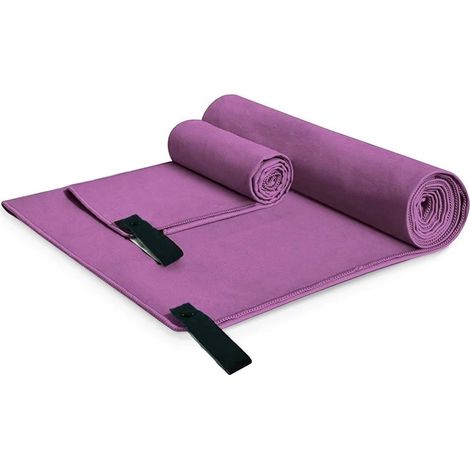 Lot de 2 serviettes en microfibre double face à séchage rapide et ultra-absorbantes, avec sac à fermeture éclair pour le sport