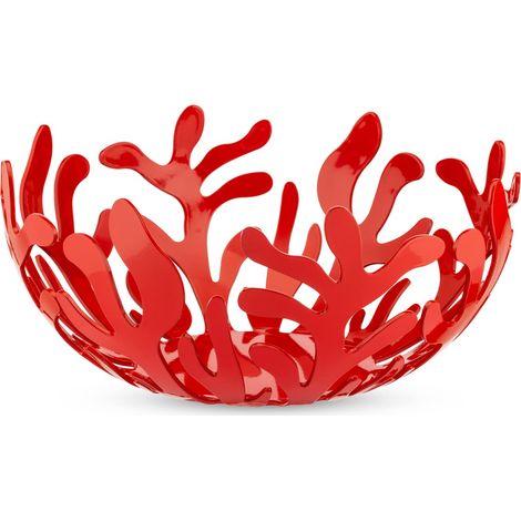 Alessi ESI01/21 R Mediterraneo Fruttiera in Acciaio Colorato con Resina Epossidica, Rosso (1/5)