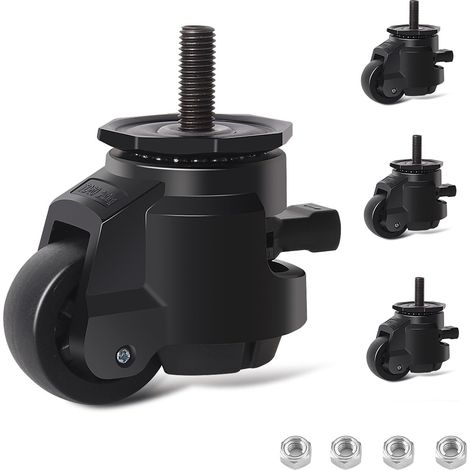 Roulettes de Nivellement Rétractable M12X30, 50mm Roulette pour Meubles Charge Lourde avec Design de la Poignée, 4 Roulettes Rétractables Capacité de 1000KG, Roulette Pivotantes À 360 Degrés (1/5)