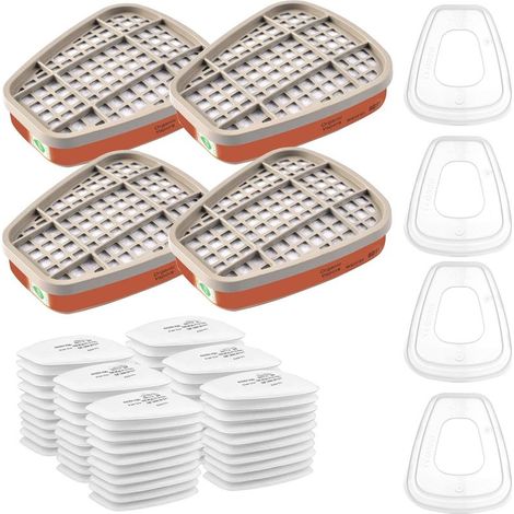 Blanc 6200 Rechange Filtres de Protection Respiratoire Réutilisable Kit, 60 Cotons Filtrants, pour Filtration Purifier, Face Protection, Compatible (1/5)