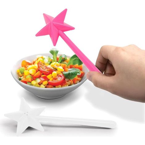 Salero y pimentero forma de varita mágica, Juego de 2 piezas de estrella, Salero forma de pentagrama Halloween Navidad, de cocina (Blanco rosa) (1/5)