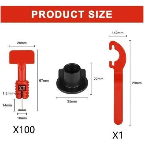 Kit de Nivellement de Carrelage 100 Pièces 1.5mm, Réutilisables, avec Cales et Broches Interchangeables pour Installation de Carrelage Précise (1/5)