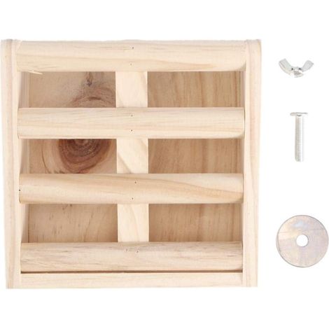 Rabbit Hay Feeder Rack, Wooden Fixed Grass Hay Dispenser for Small Animals Chinchillas Guinea Pigs Bunny Automatic Food Feeders