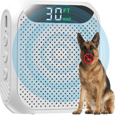 Dispositivo antiladridos: alcance efectivo de 9 m, 3 modos ajustables, dispositivo antiladridos ultrasónico recargable, apto para todo tipo de perros, pequeños y grandes.