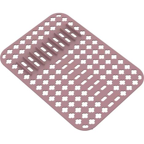 Rosa Spülbeckenmatte, Silikon-Schutzmatte, 40 x 29 cm, PVC-Küchenspülenmatte für Spüle und Abflusslöcher FLITI (1/4)