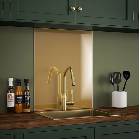 Splashback Brass Glass Kitchen Backsplash 600 x 750mm (1/4)