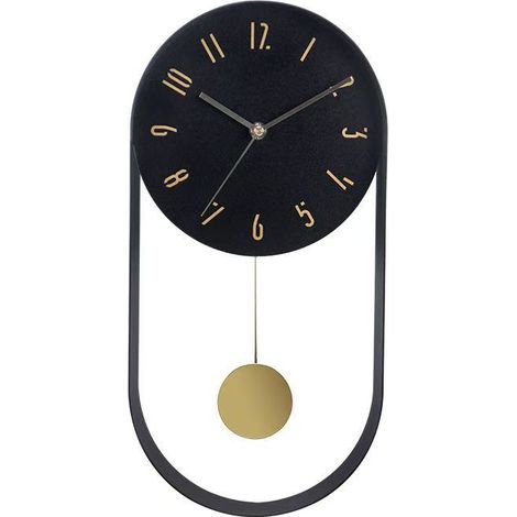 Horloges de salon, horloge murale silencieuse, horloges murales décoratives, pour salon, cuisine, maison, salle de bain, chambre (Nero) (1/5)