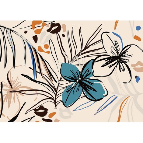 Poster intissé - fleurs bleues et fougère - 155 x 110 cm (1/3)