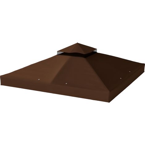 Toiture de remplacement 3 x 3 m pour gazebo, bâche de remplacement avec trous de drainage, protection solaire UPF 30+, couleur café