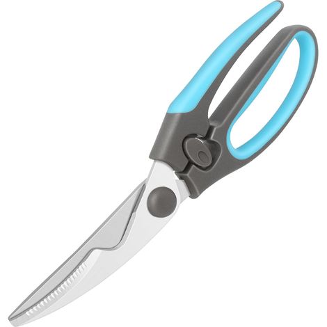 Tijeras para aves, tijeras para aves, tijeras para aves con acero inoxidable resistente y mango cómodo, corte potente, para uso intensivo en la cocina, azul/gris