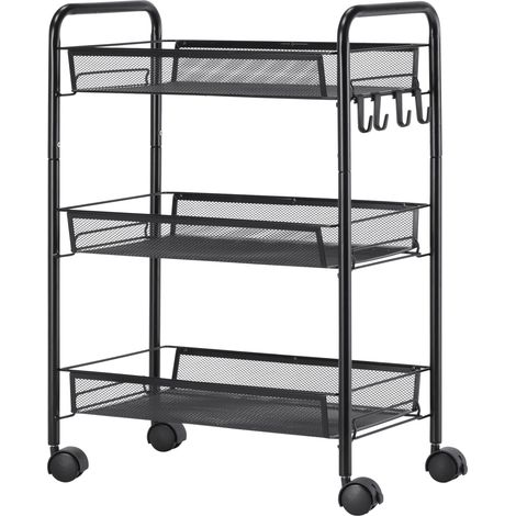 Chariot de rangement 3 niveaux cuisine 45 x 26.5 x 63 cm gain de place paniers amovibles moderne épuré en acier noir (1/4)